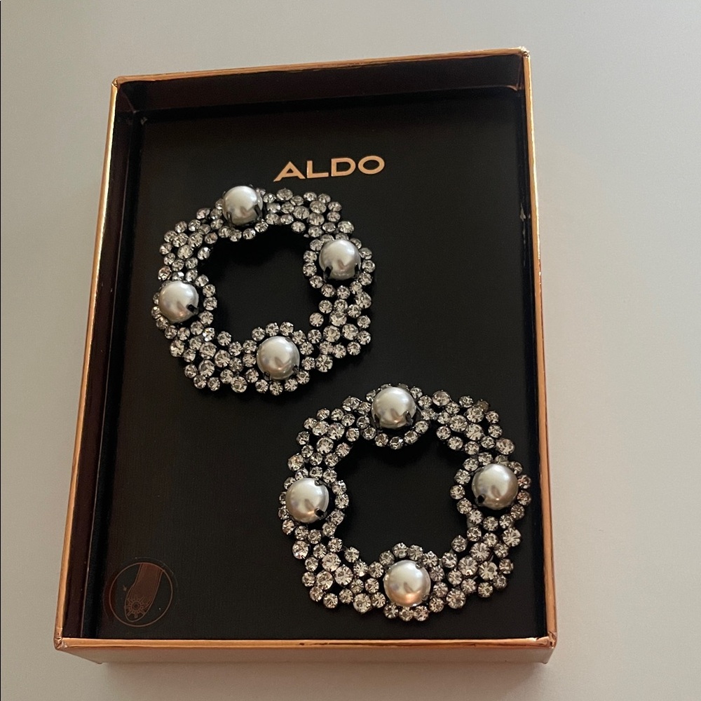 Aldo Black and Silver Crystal Earrings